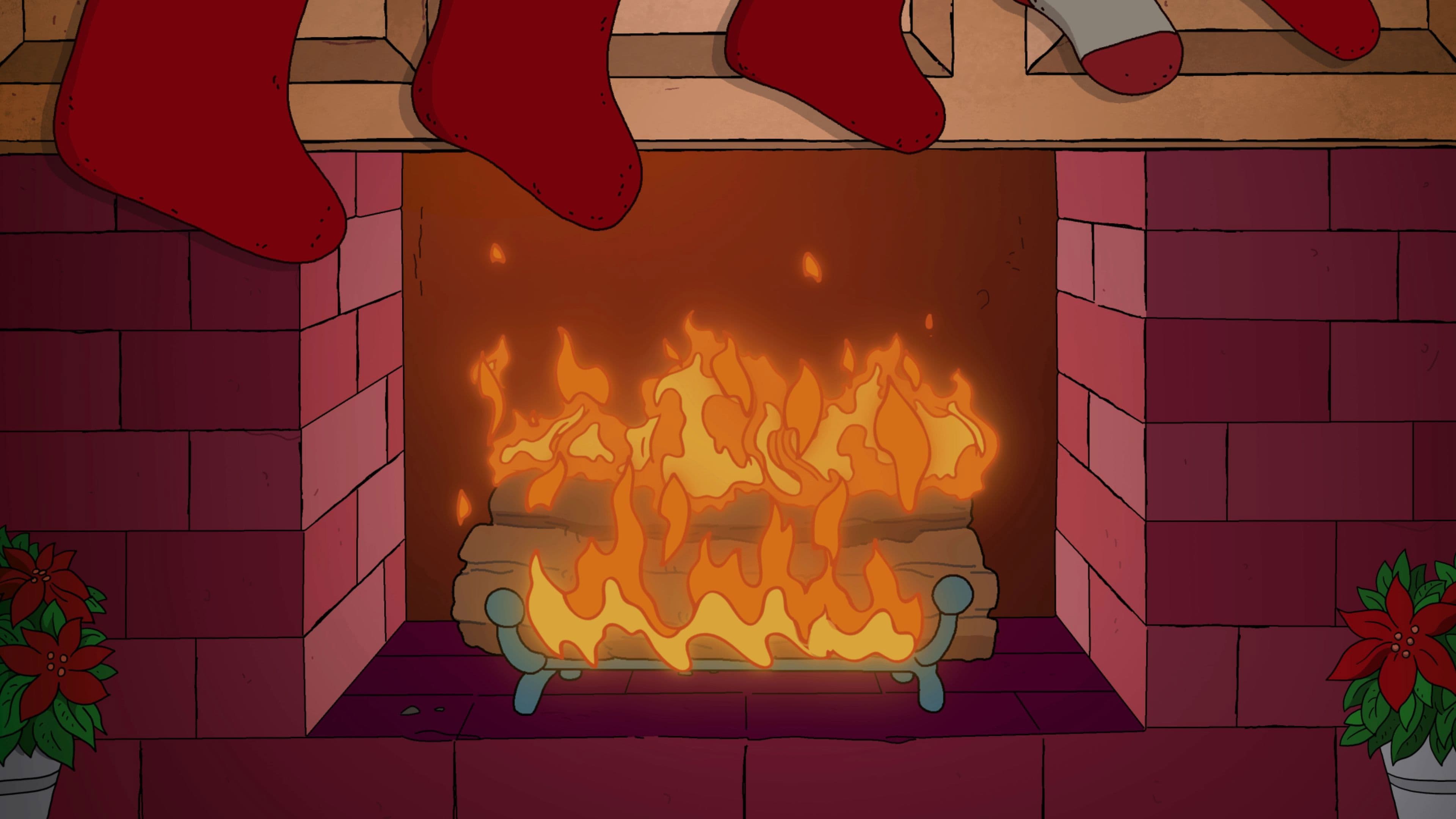 The Simpsons Yule Log backdrop