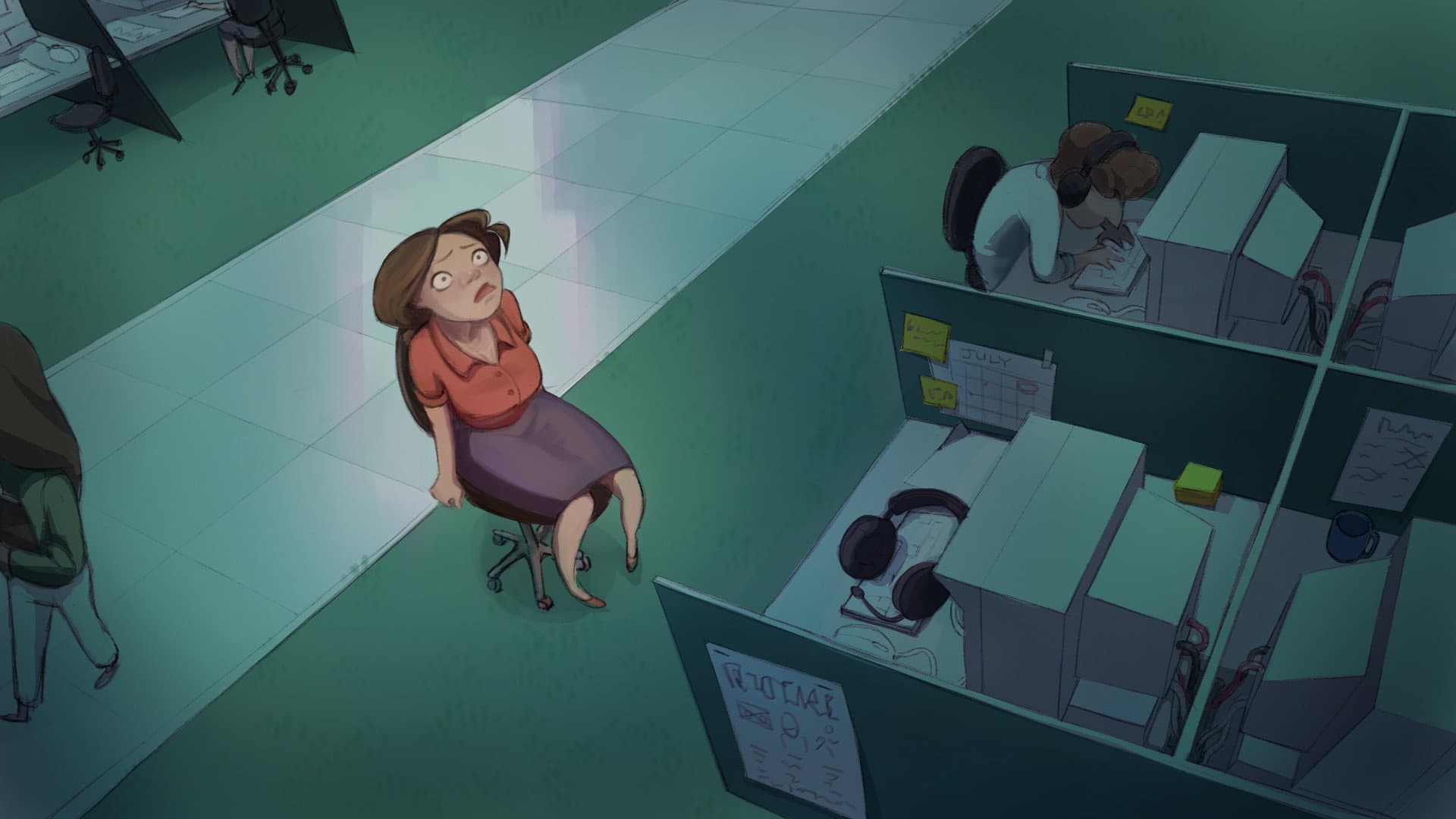 Hiccups, Please Hold backdrop