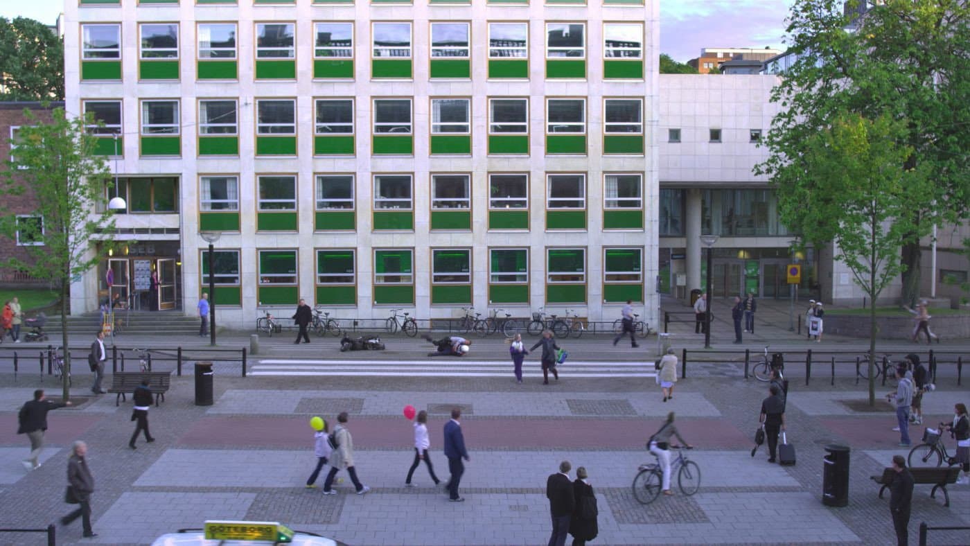 Incident by a Bank backdrop